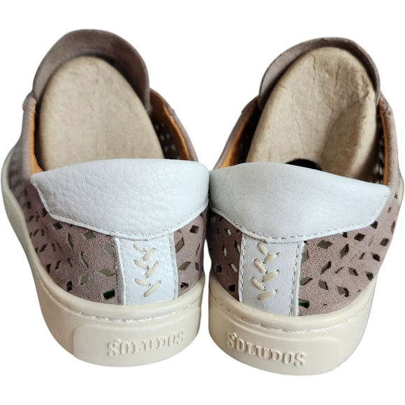 Soludos Taupe Suede Lace Up Sneakers Cut Out Pattern Size 7.5 NEW! - Picture 7 of 11